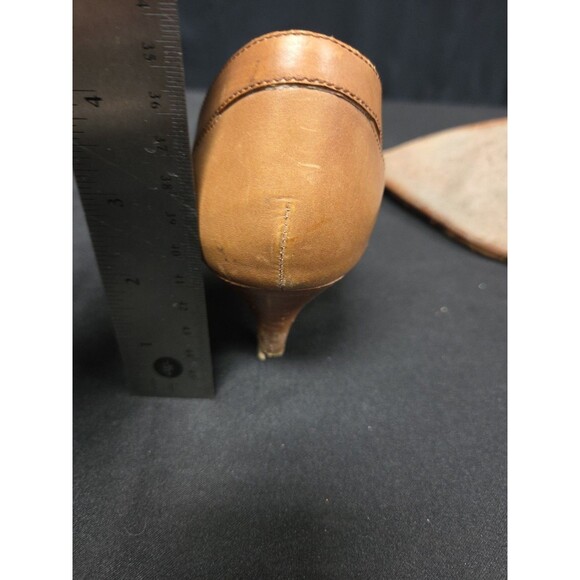 PRADA Walnut Brown Woven Leather Pointed Toe d'Orsay Wood Heel Pumps 39.5 - Picture 7 of 7